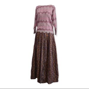 Elegant Maxi Skirt in Purple and Brown